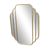 Art Deco style mirror in patinated gold iron 85 x 60 cm
