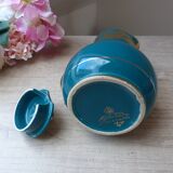 Old and rare green Sadler ceramic coffee maker with gold patterns, Vintage 1950 English coffee maker