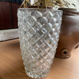 Vase en verre transparent vintage pointes diamants
