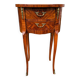 Old oval bedside table in rosewood marquetry Louis XV style