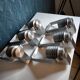 6 Vintage 1960 Mazda Pare Fée range brushed aluminum wall lights