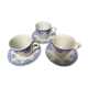 Set of 3 tea cups and their earthenware cups