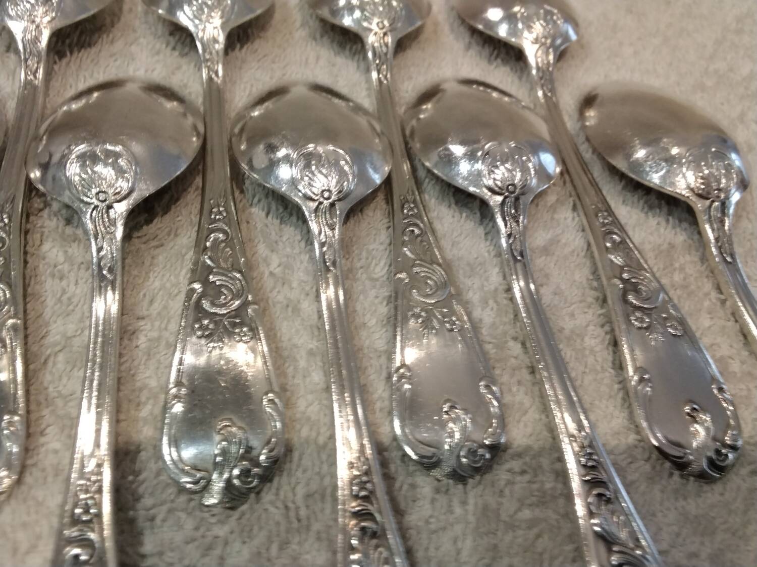 12 silver-plated metal teaspoons by silversmith Francois Frionnet Florian