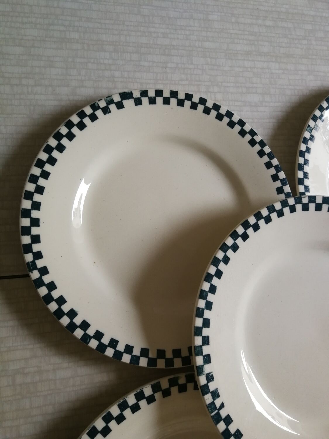 Set of 8 dessert plates Damier Terre de fer