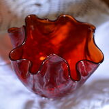 Bougeoir drapé en verre sculpté vintage
