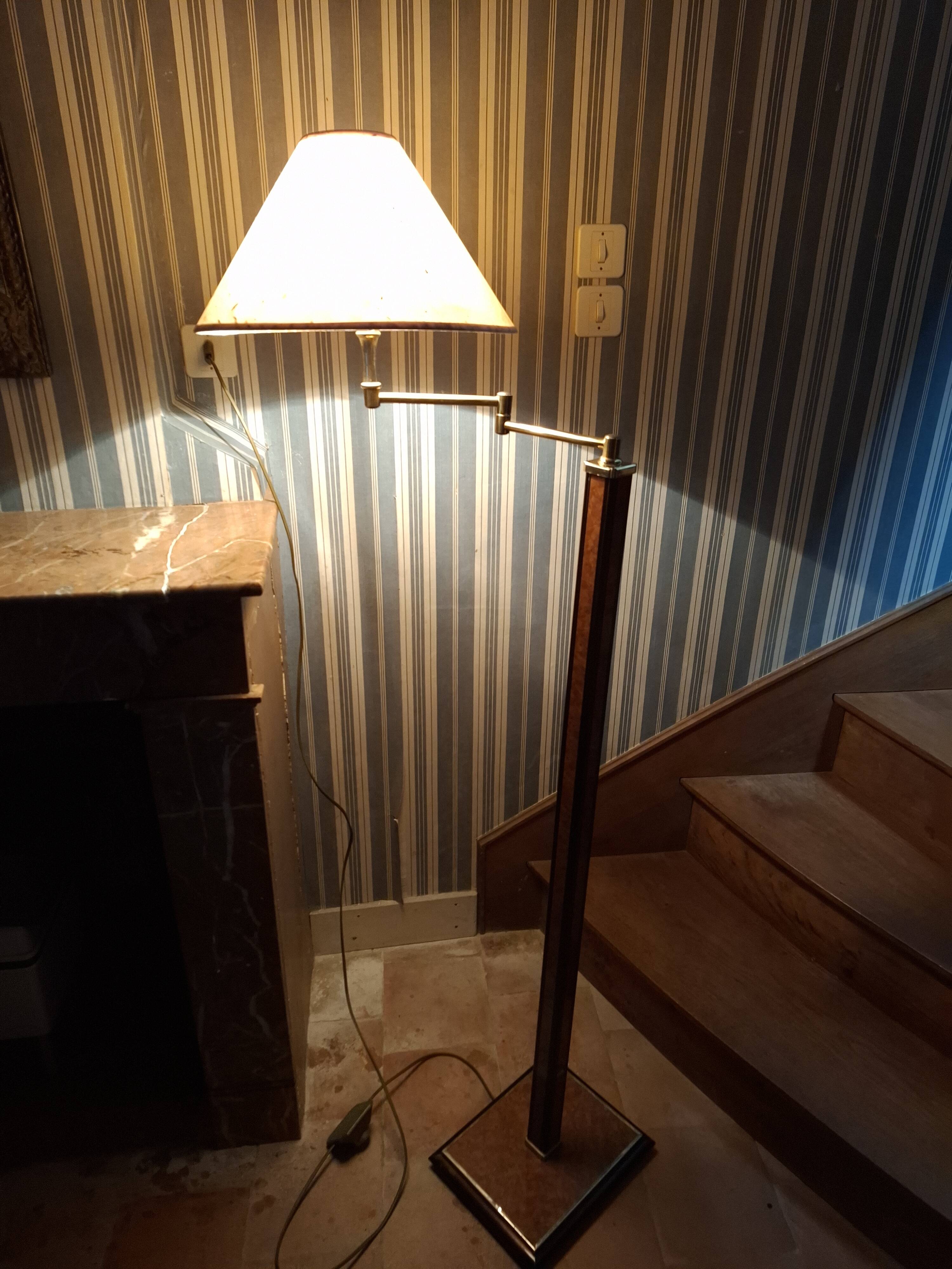 Floor lamp, vintage 80's reading light in elm burrier style, designed by robert de schuytener