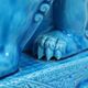 Large Temple Lion Statues Foo Dogs Blue Porcelain 25cm
