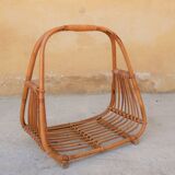 Vintage rattan log holder