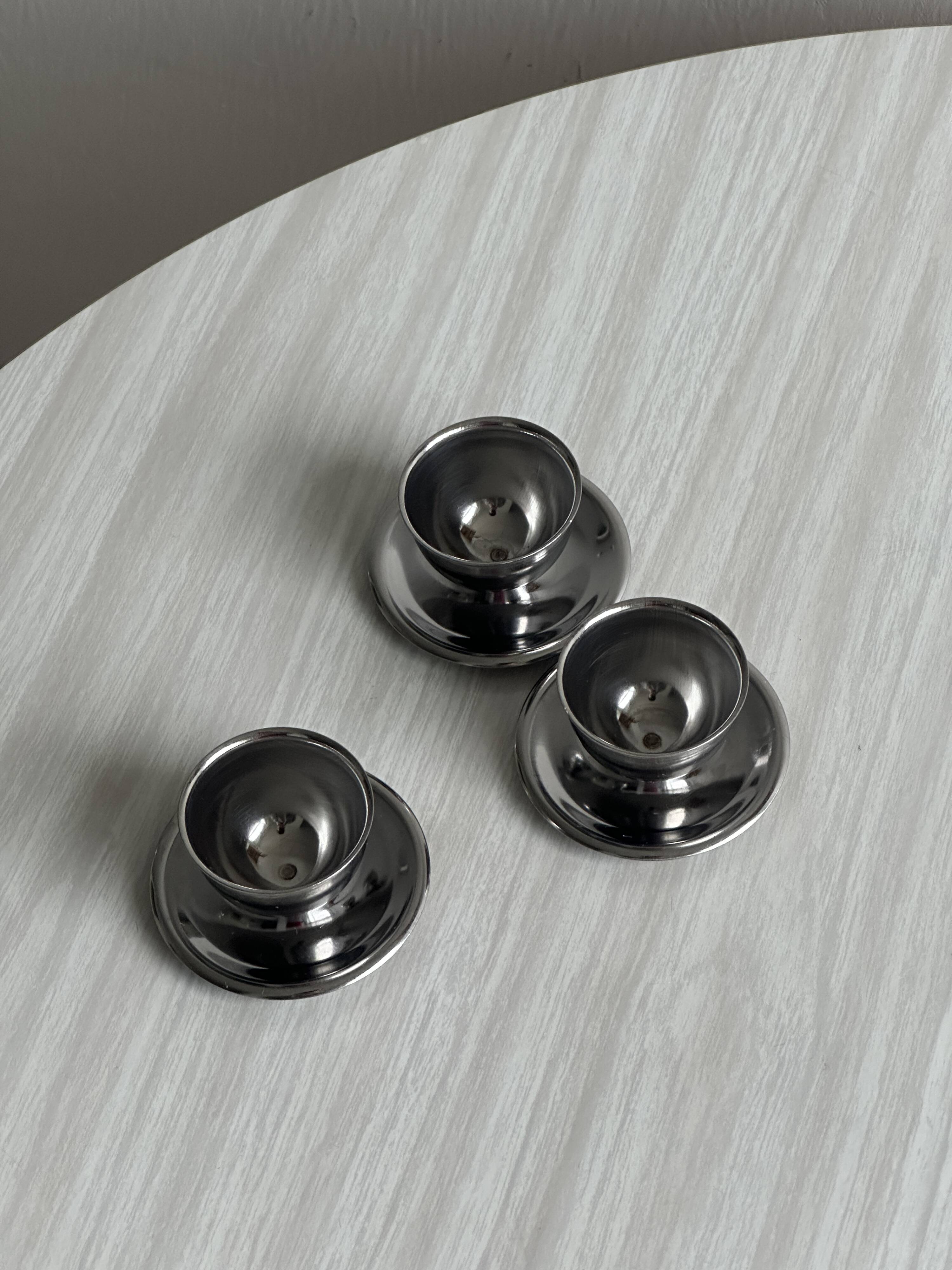 Lot de 3 coquetiers design en inox