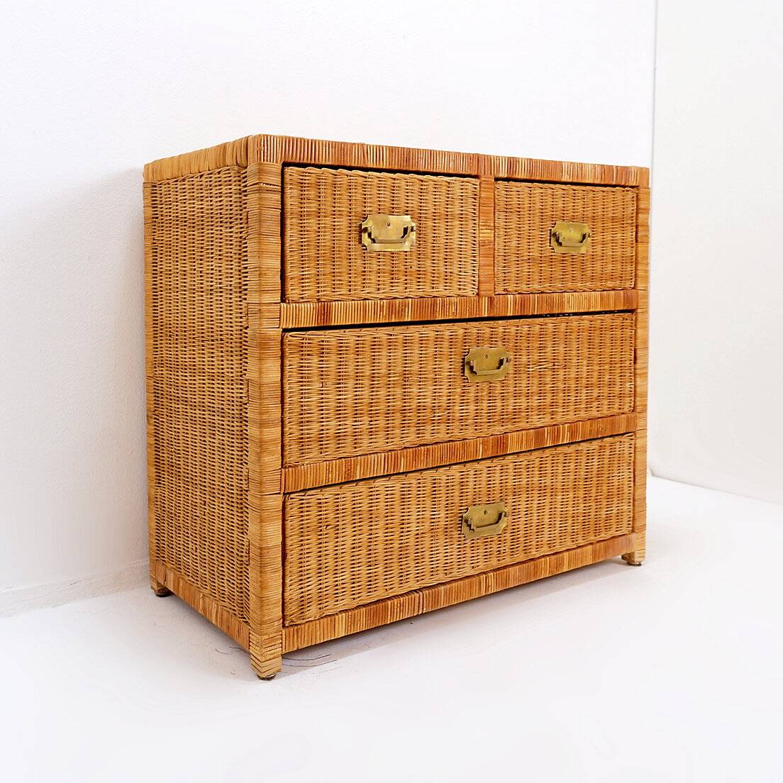 Vintage wicker chest of drawers - 1960s