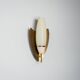 Pair of wall lamps with brass shields and glass shades