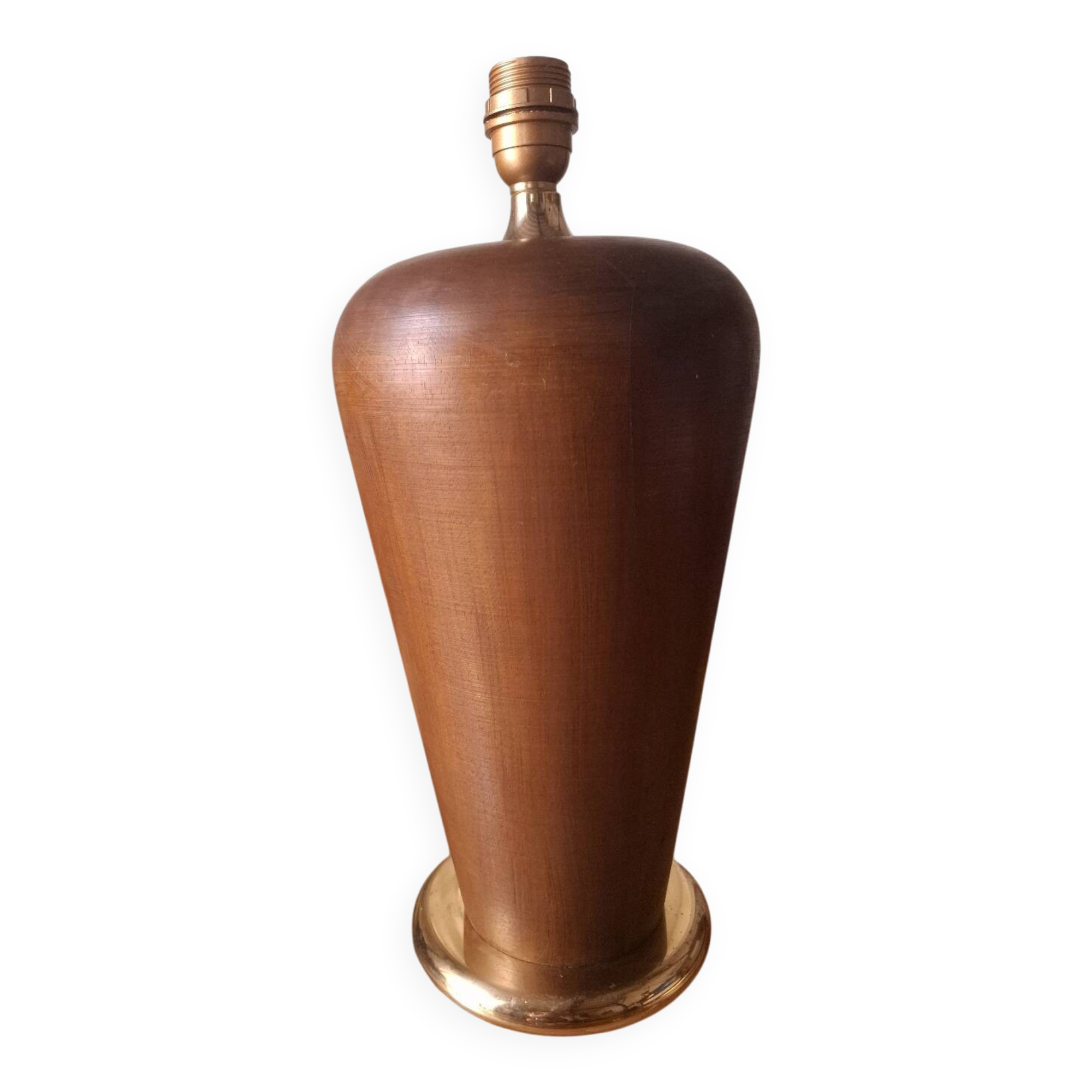 80s wood and brass lamp base