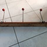 Cloakroom door wall coat steel balls wood 3 hooks