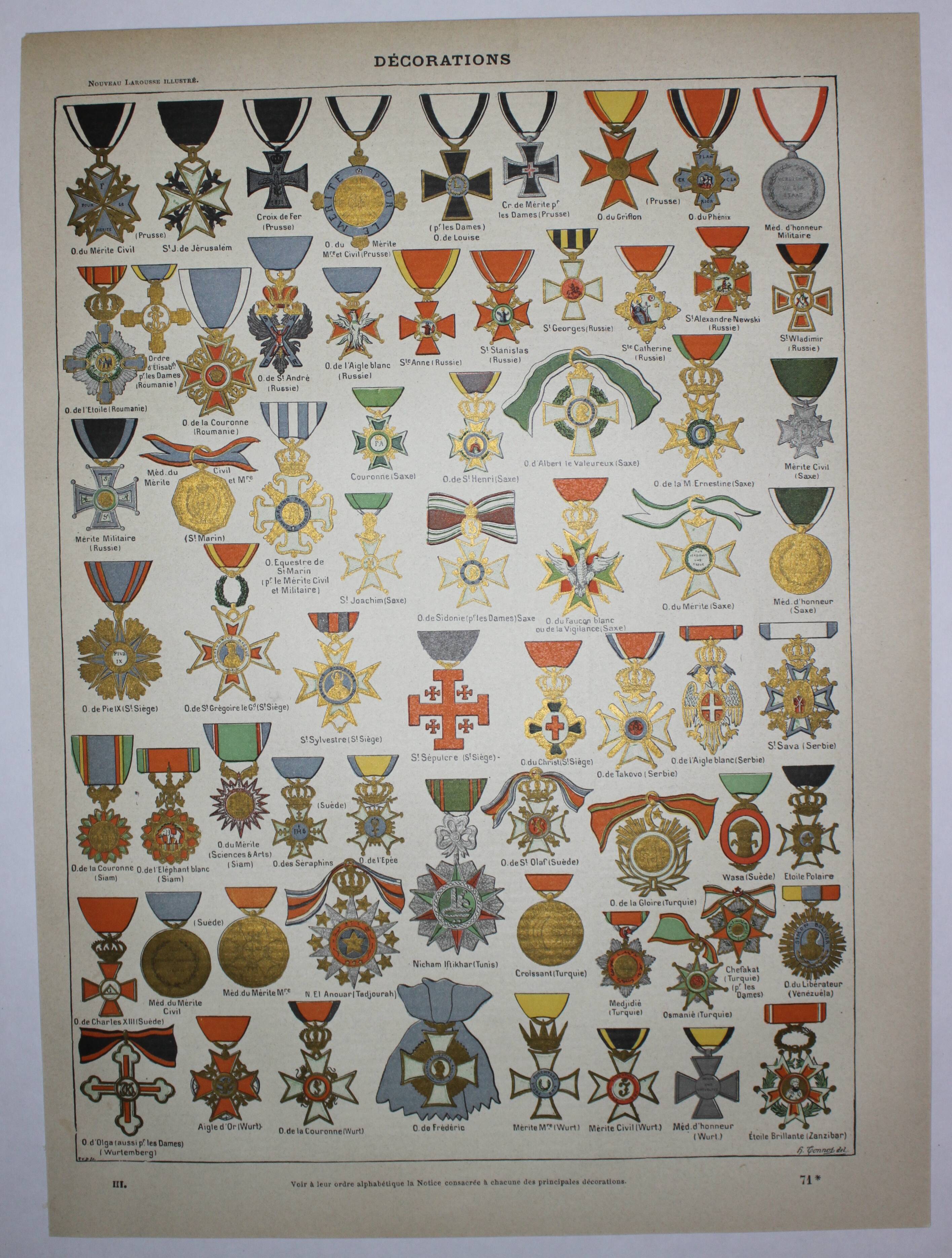 Engraving • Decoration and medal 3, order • Original lithograph of 1898