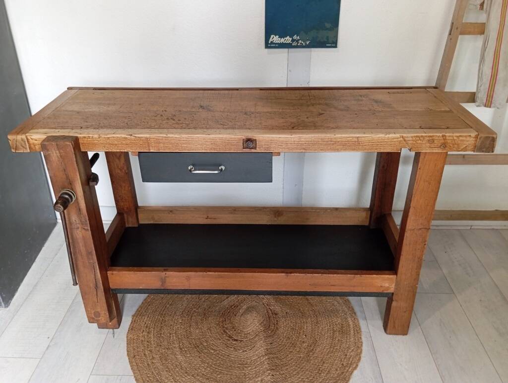 139 cm solid oak workbench