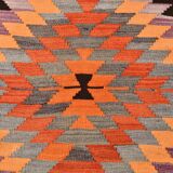 4x8 Multicolor Turkish Vintage Kilm,Bohemian Kilim Rug,125x253 Cm