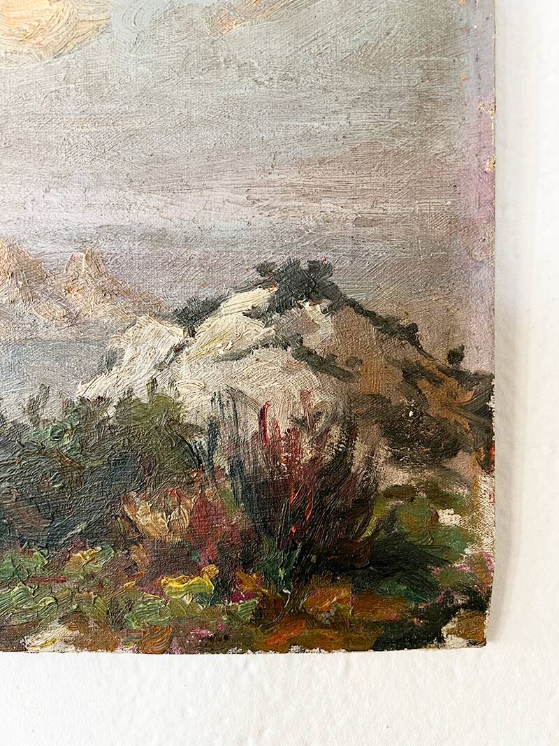 Painting “Seaside View”, oil on canvas glued on hardboard.