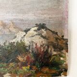 Painting “Seaside View”, oil on canvas glued on hardboard.
