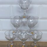 Set of 6 engraved wine glasses