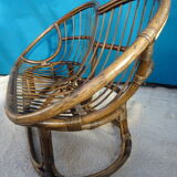 Vintage rattan bench 70s