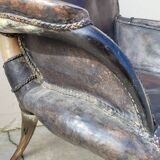 Fauteuil en corne et cuir ancien - 1950s