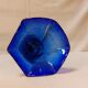 Vase Tulipe vintage en verre d'art soufflé à la main bleu Cobalt style Murano