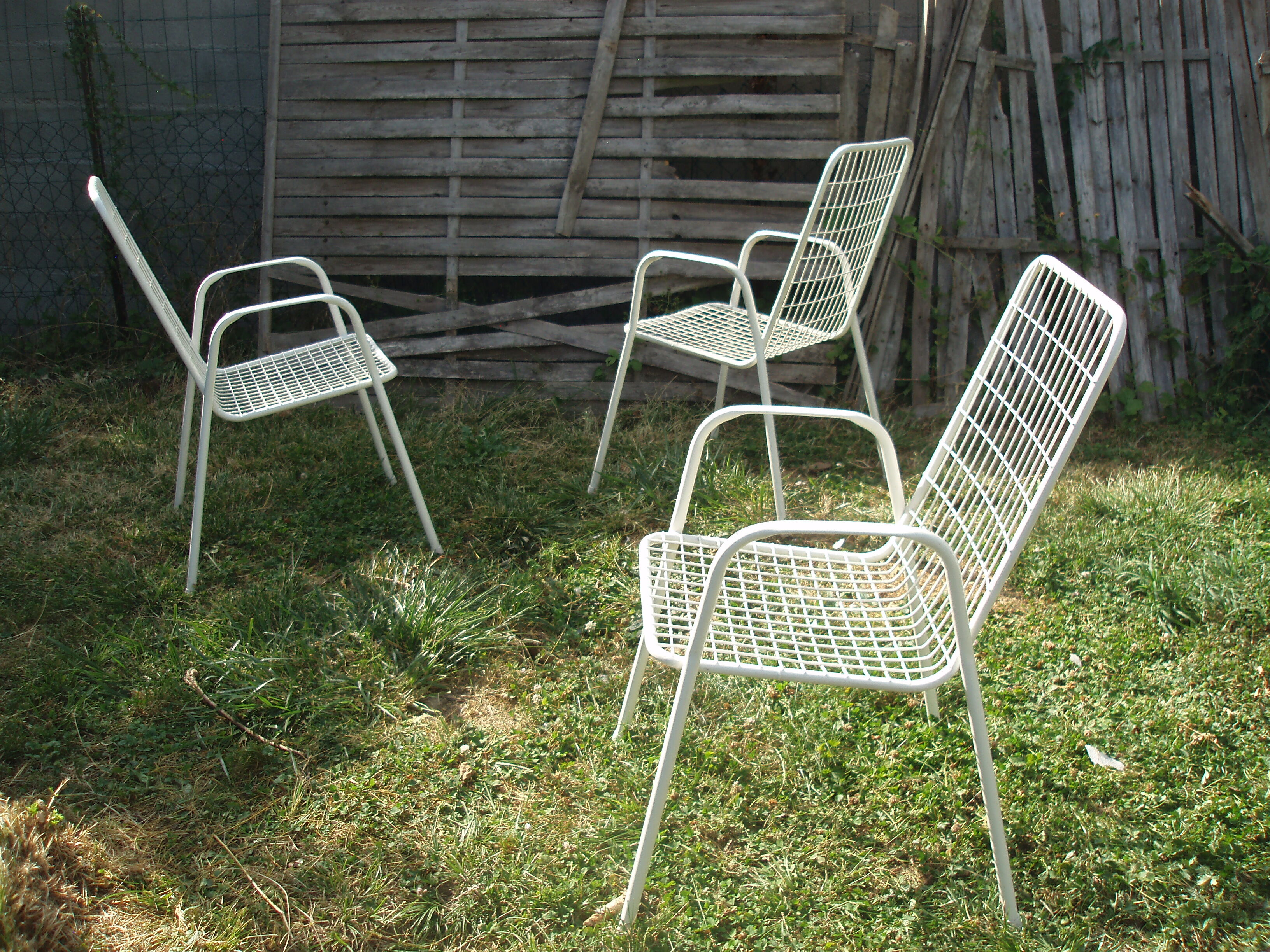 Three emu armchairs model italian vintage iron and rilsan