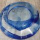 Large round blue crystal dish