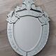 Ancien miroir vénitien, fronton biseauté base bois
