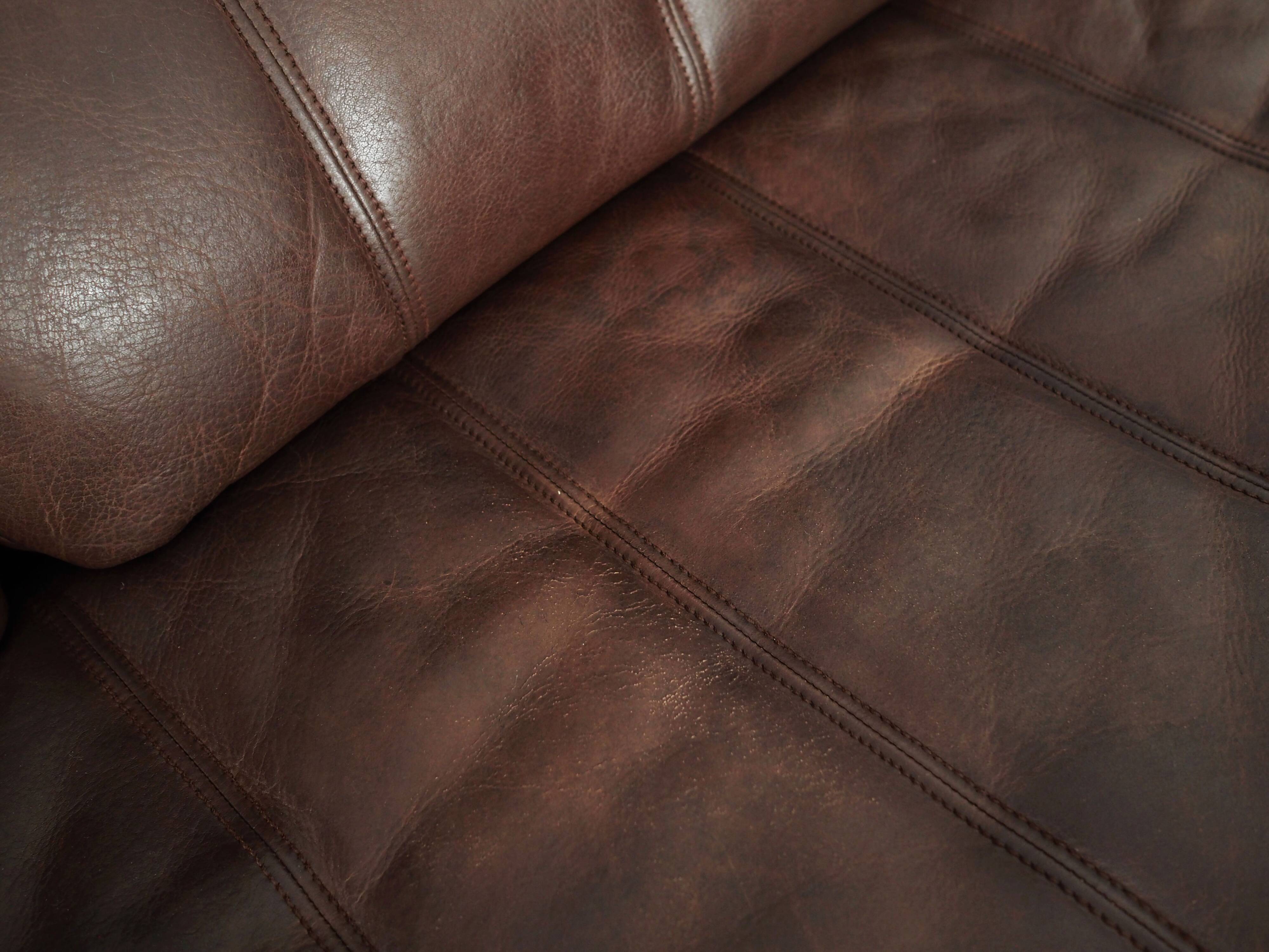 Brown leather sofa, Swiss design, 1970s