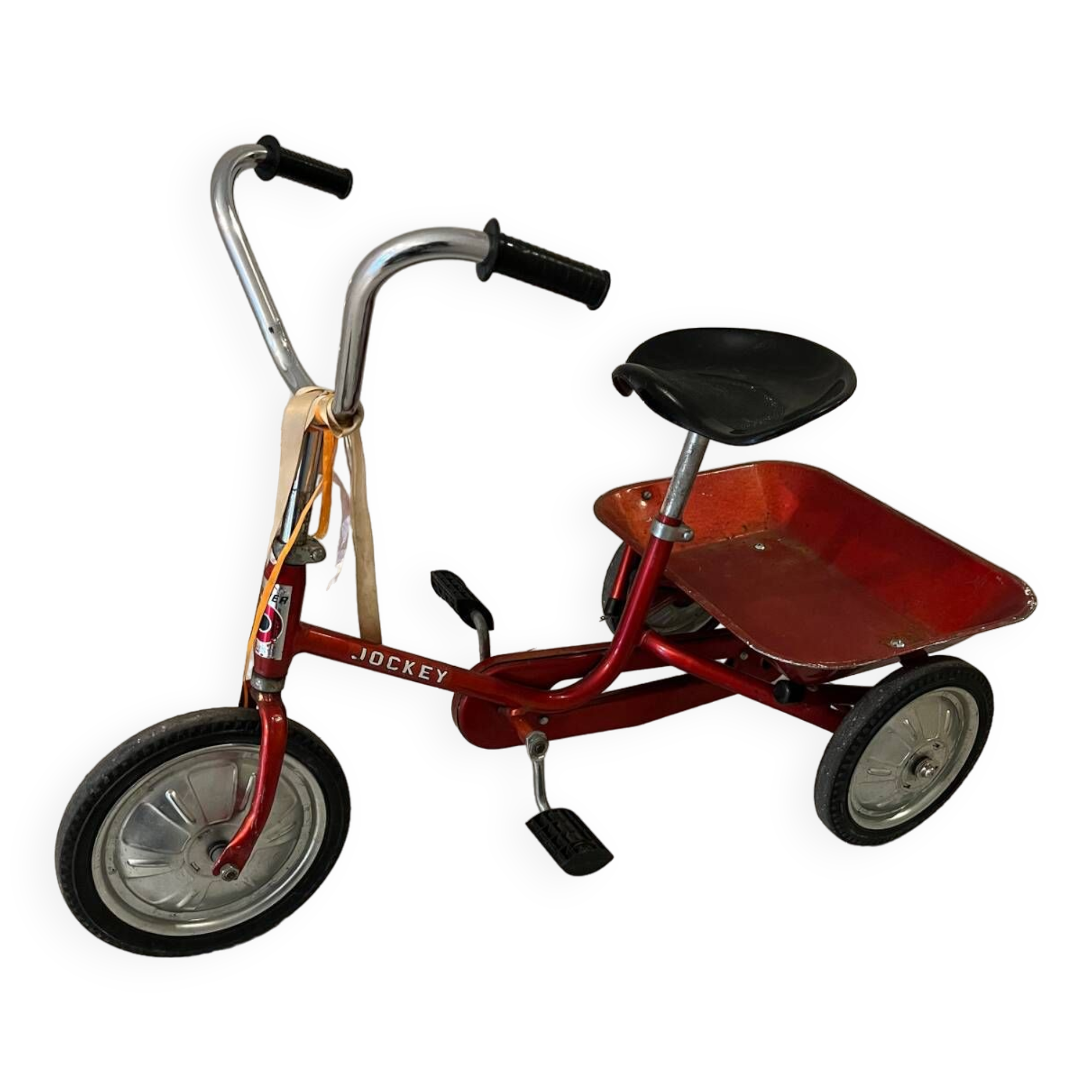Vintage metal jockey tricycle