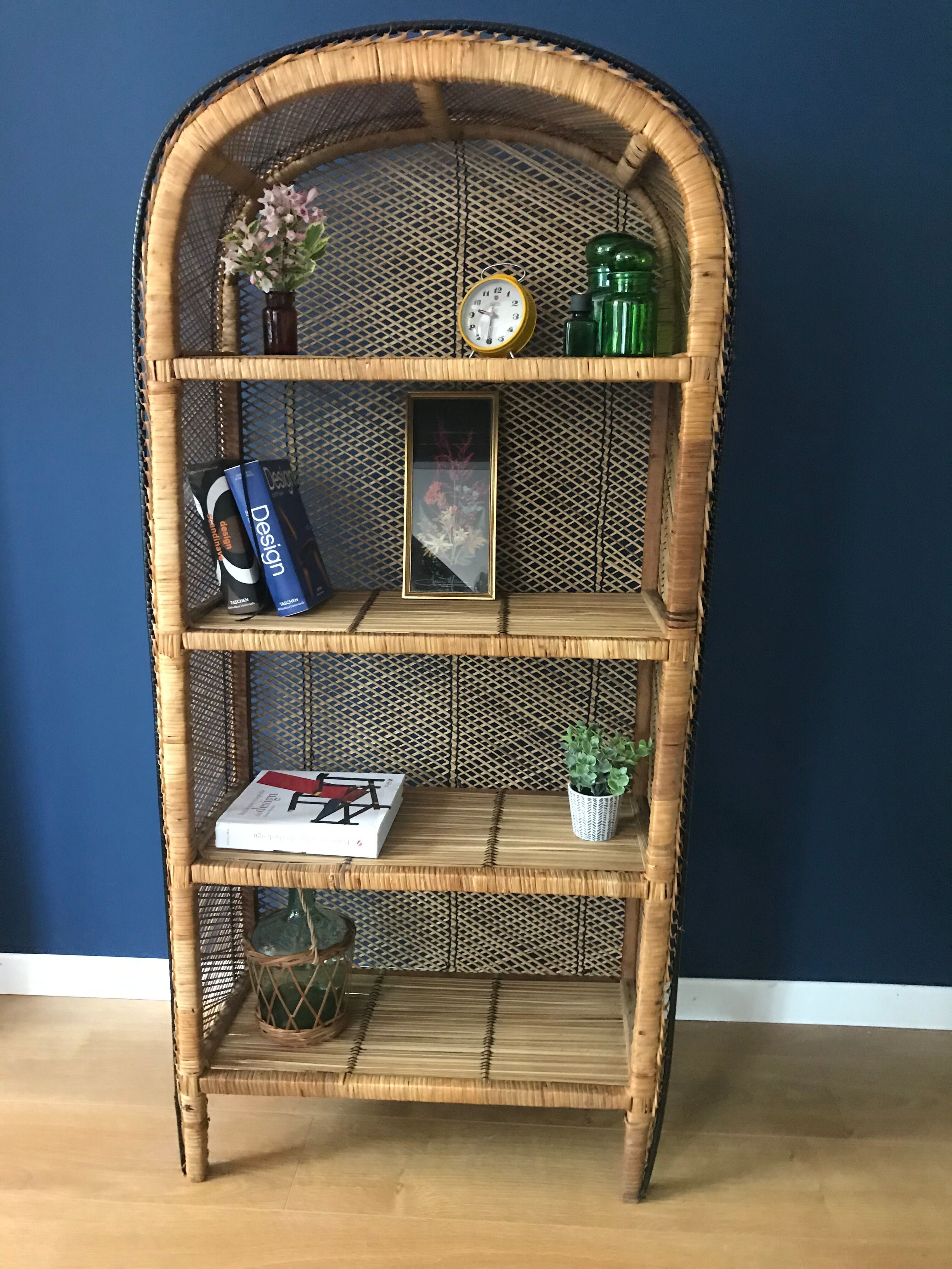 Emmanuelle style rattan bookcase