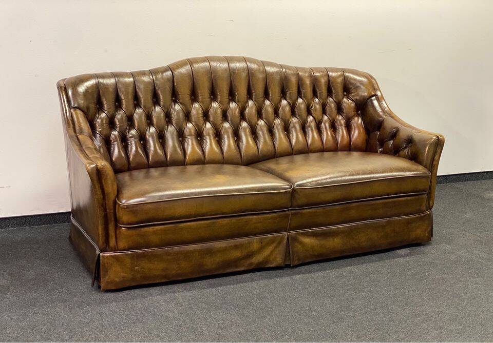 Vintage 3 seater leather chesterfield sofa