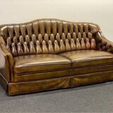 Vintage 3 seater leather chesterfield sofa