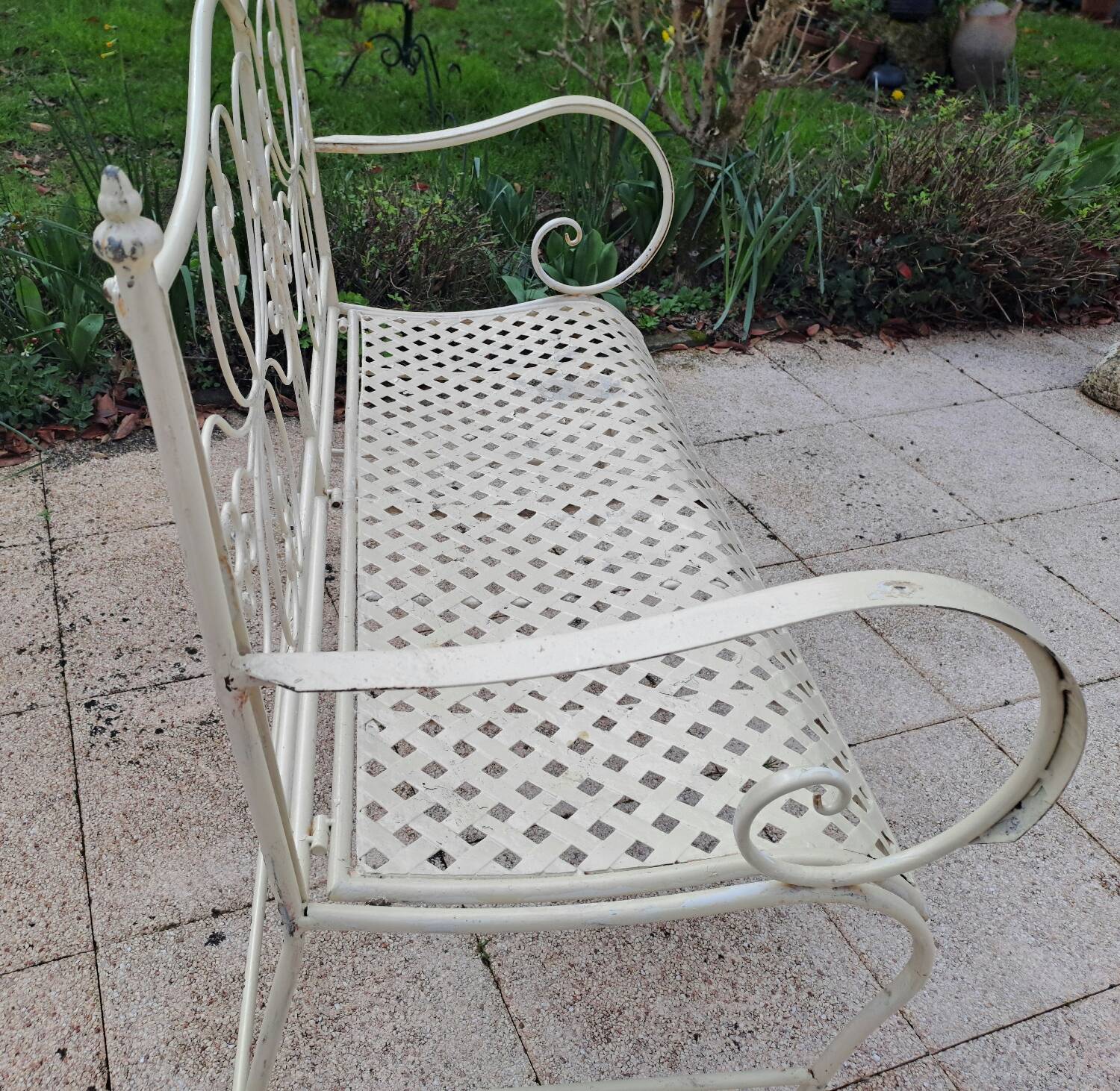 Wrought iron garden bench
