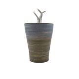 Mid-century style blue artistic ceramic vase, Gabriele Bucci Italy ca. 2000