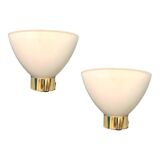 Appliques en laiton et verre opalin lot de 2