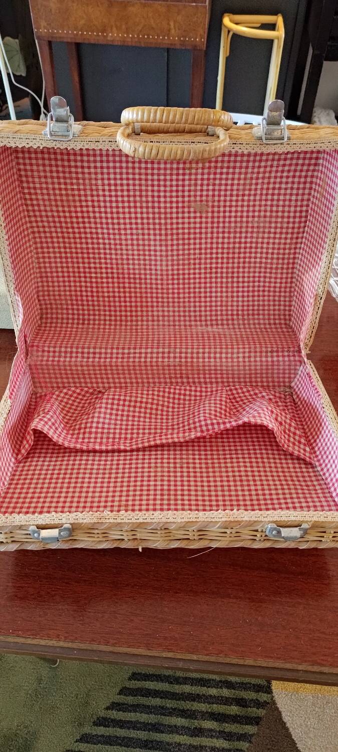 Vintage wicker suitcase