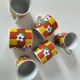 6 espresso cups decor Pop Flower power