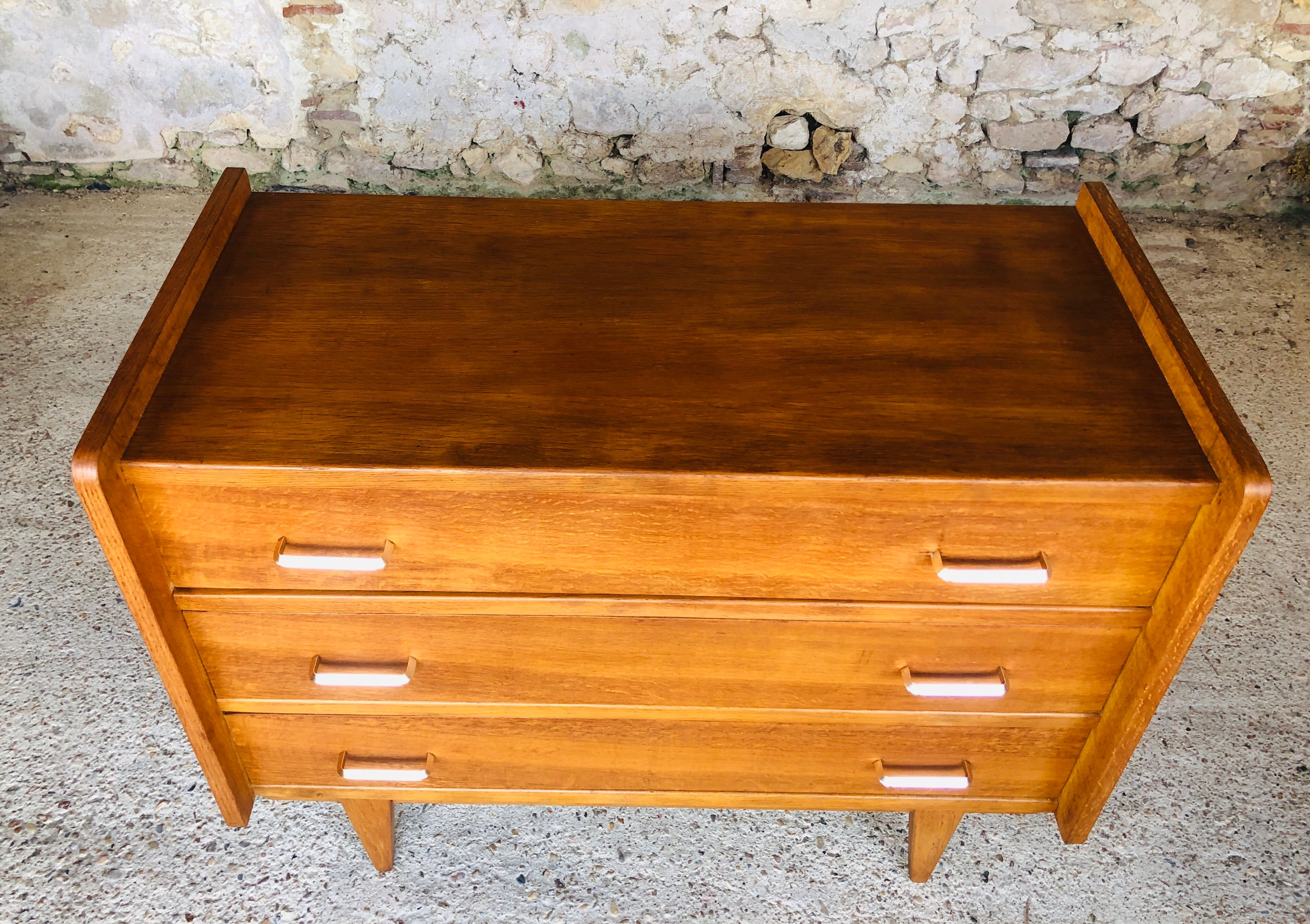 Oak chest of drawers, Scandinavian style, circa 60