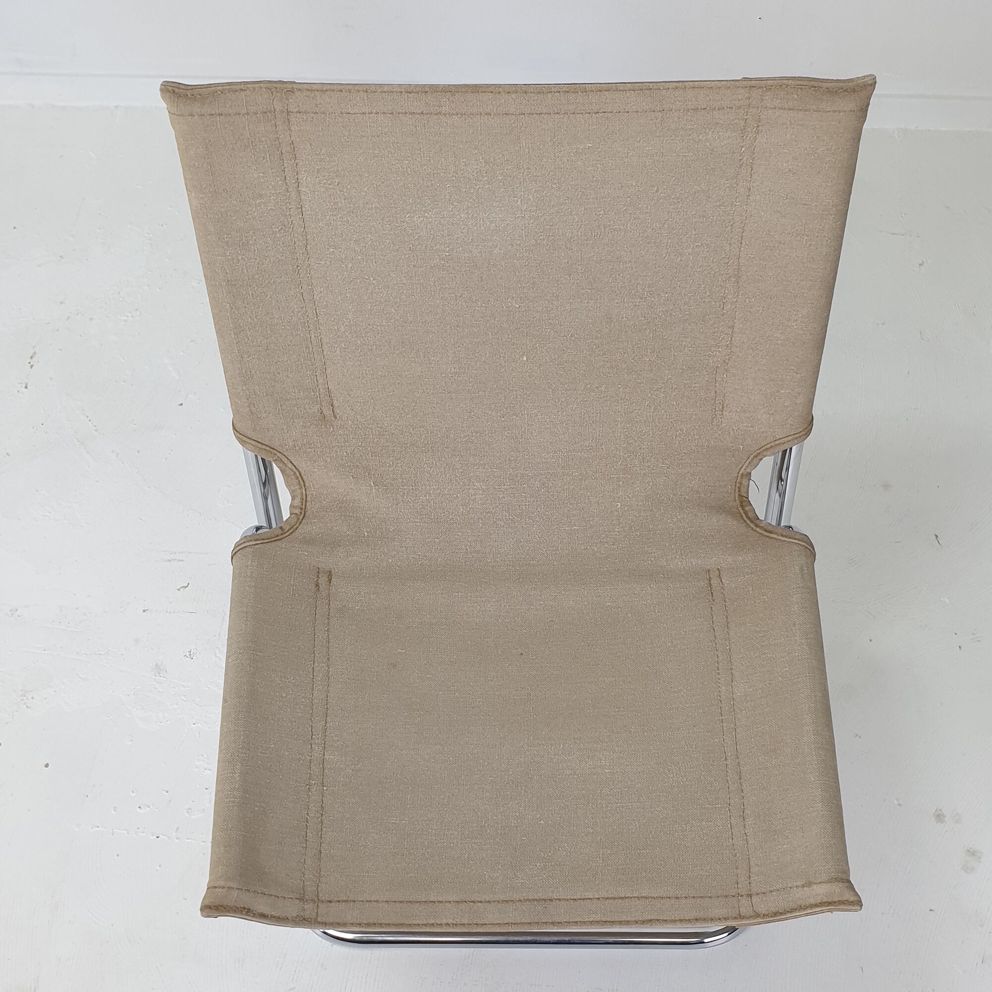 Set of 2 italian canvas and chromed metal chairs, 1970's