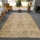 Tapis Oushak beige décor rustique, 6x10, surteint sable, pour salon, MOON.145