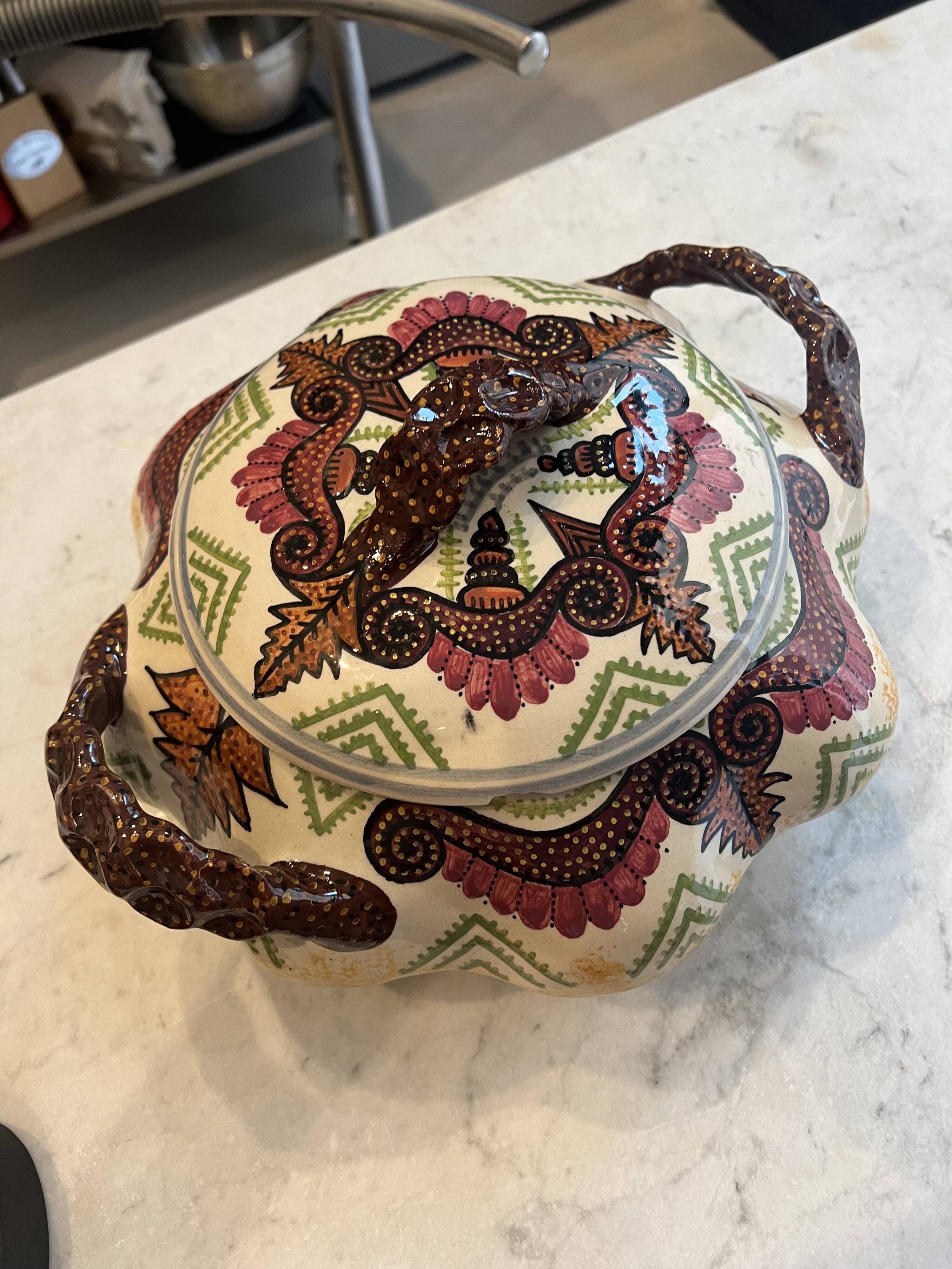 Earthenware tureen Paul Fouillen Quimper