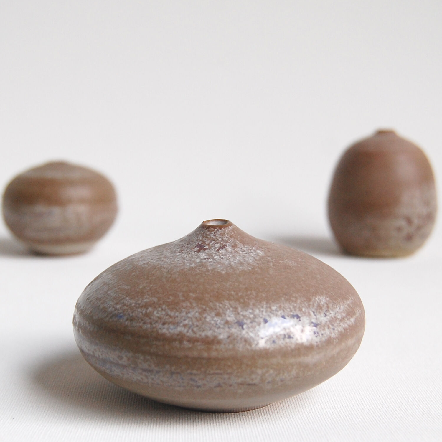 Trio de céramiques vintage cristalisées et oxydées par Antonio Lampecco