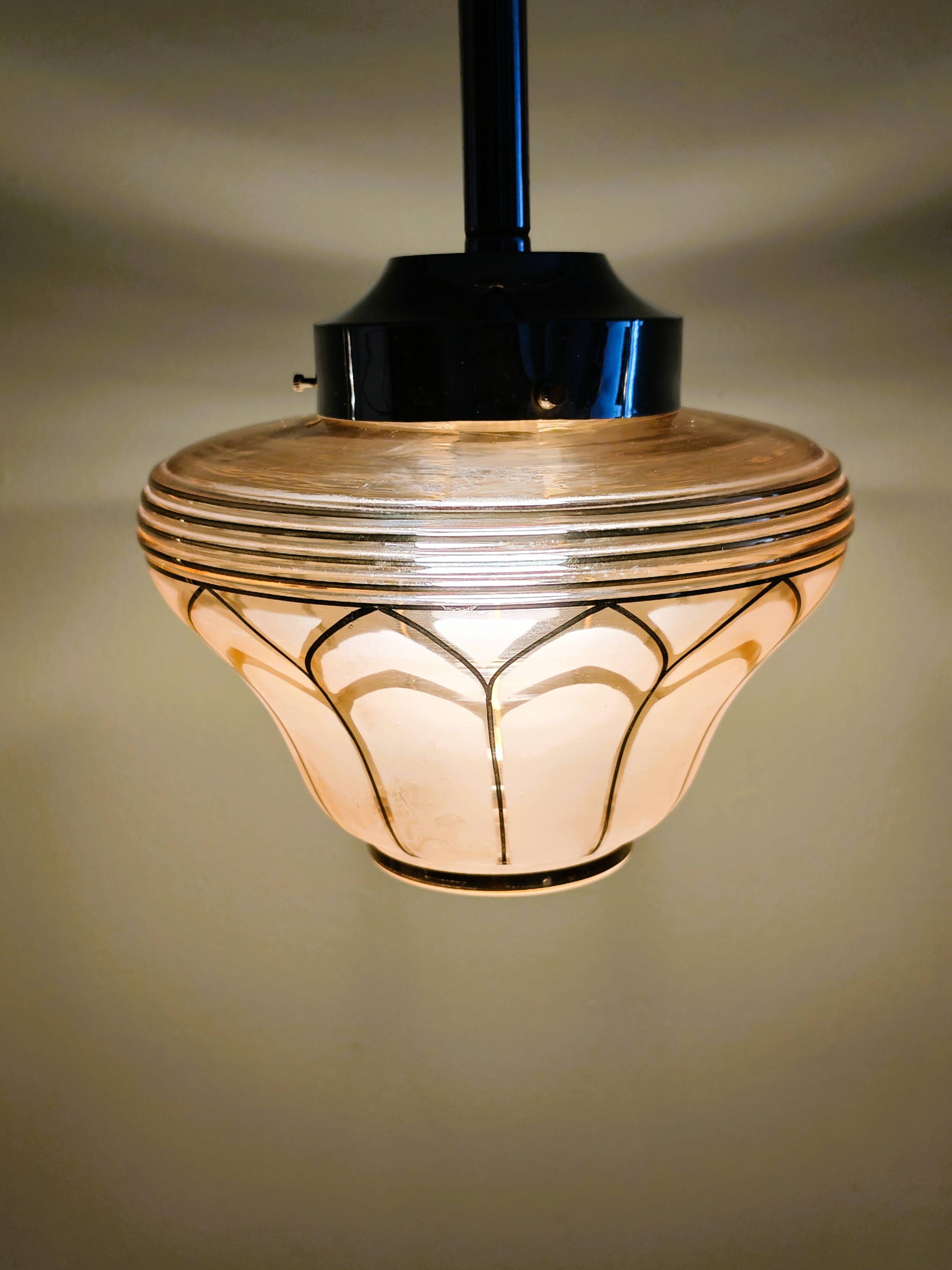 Antique amber and gold glass pendant light