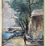 Old watercolor signed and dated 1932
