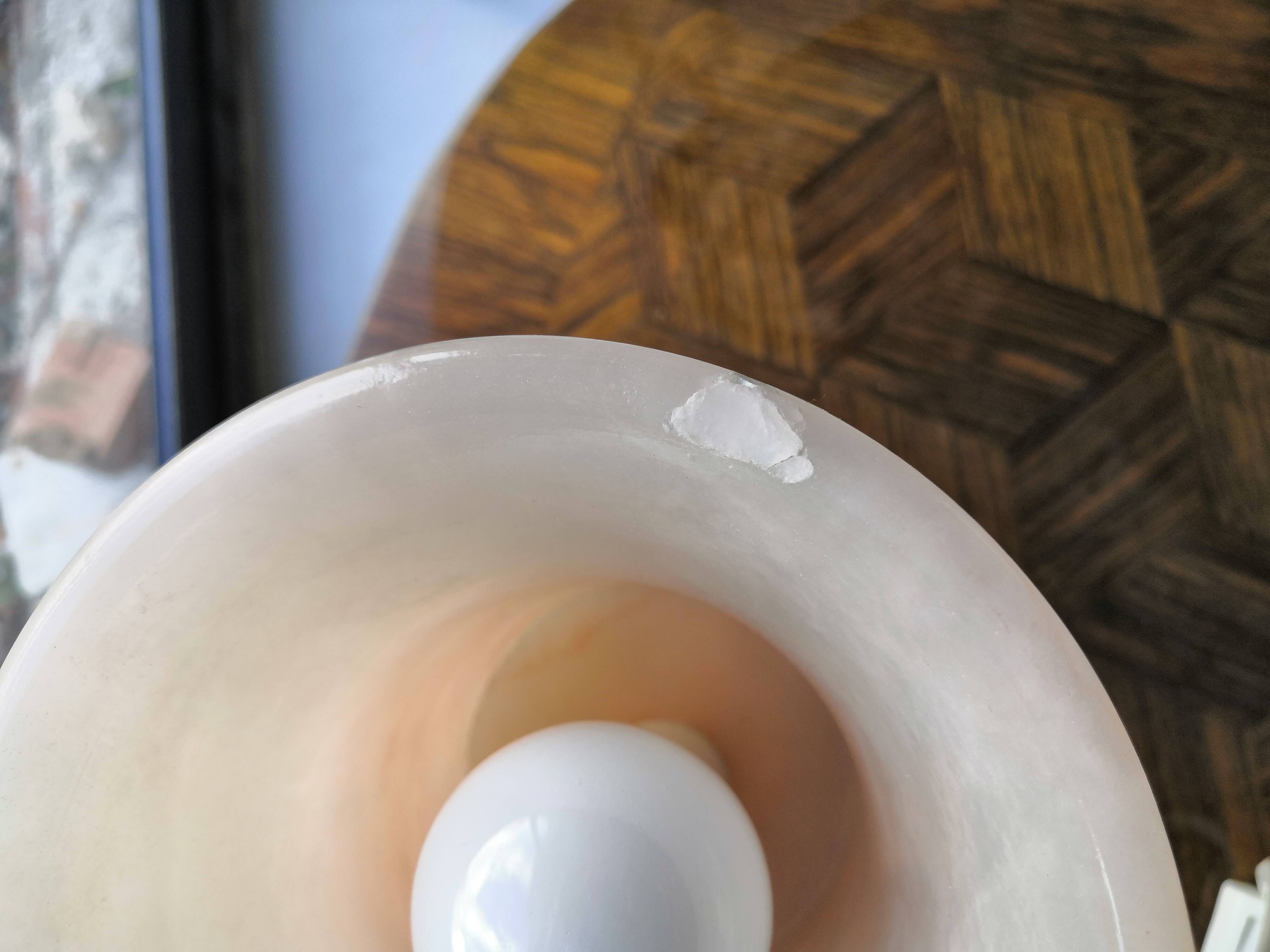 Bedside lamp in alabaster or vintage pink onyx