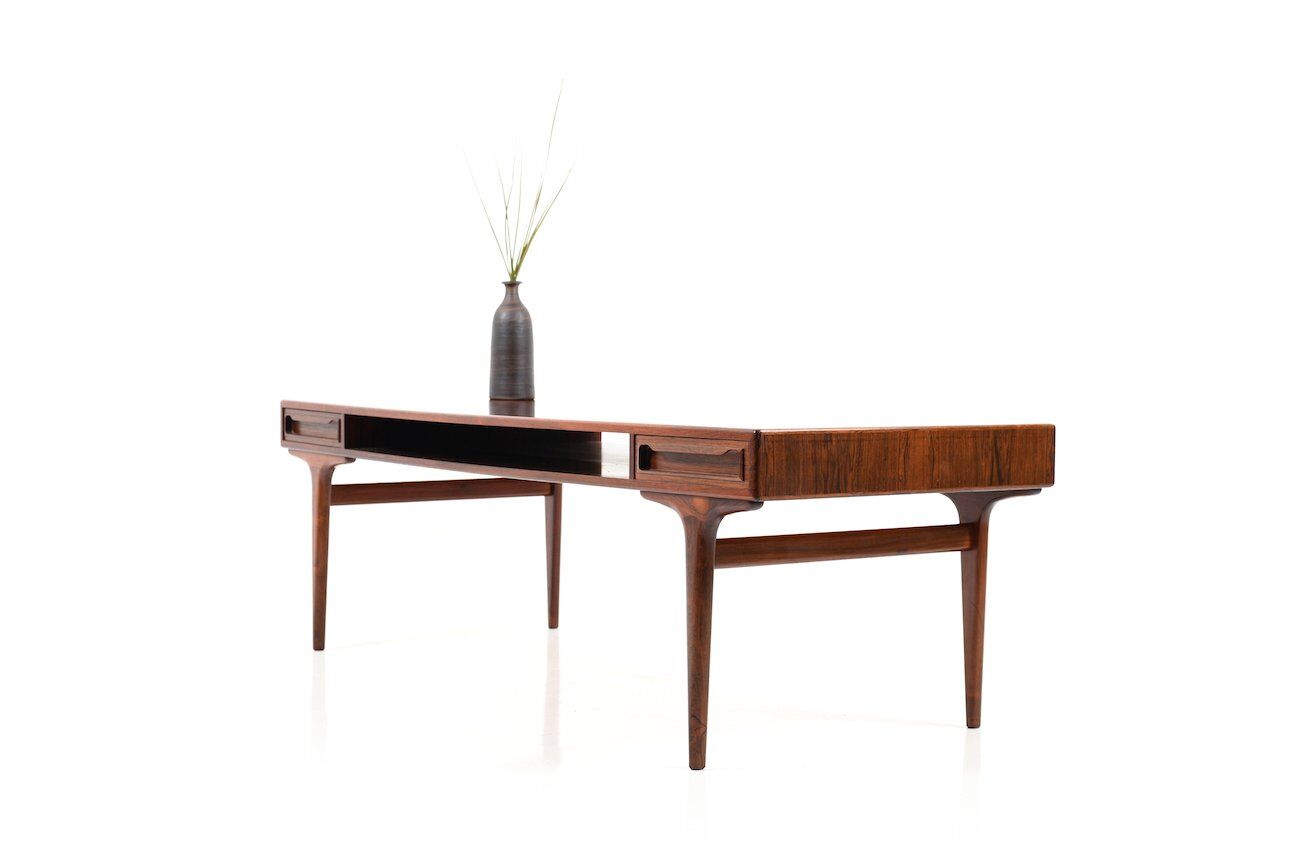 Rectangular Rosewood Coffee Table with Two Drawers, Denmark