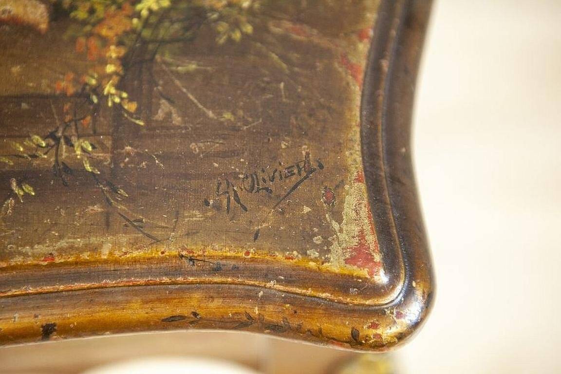 Mahogany Sewing Table with Brass Details, 1890s