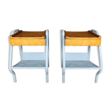 Pair of wooden and metal bedsides 50/60